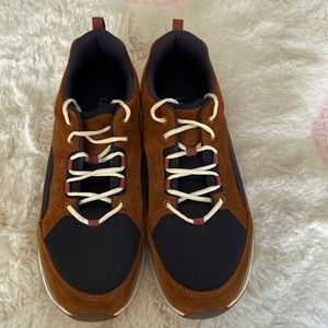 LL Bean Mens Suede Mesh Lace Up Sneakers Walking Shoes Size 12 Blue Brown